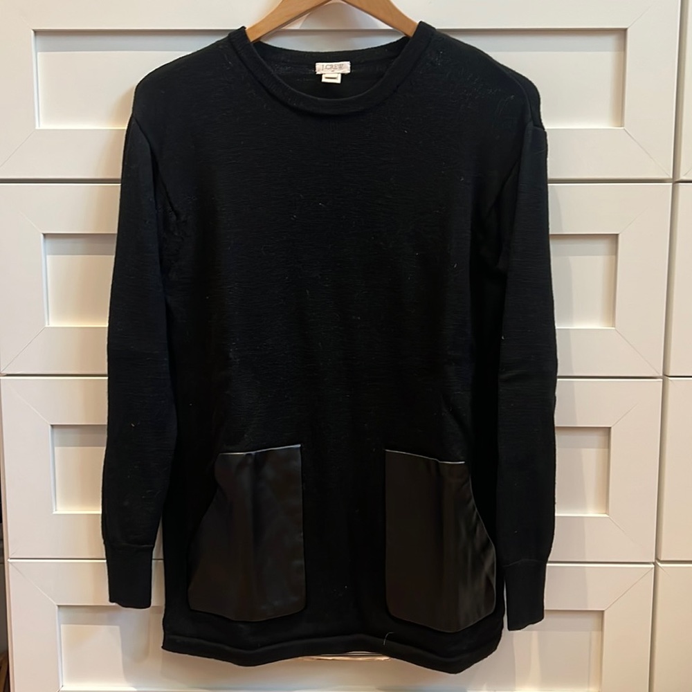 J Crew leather pocket sweater